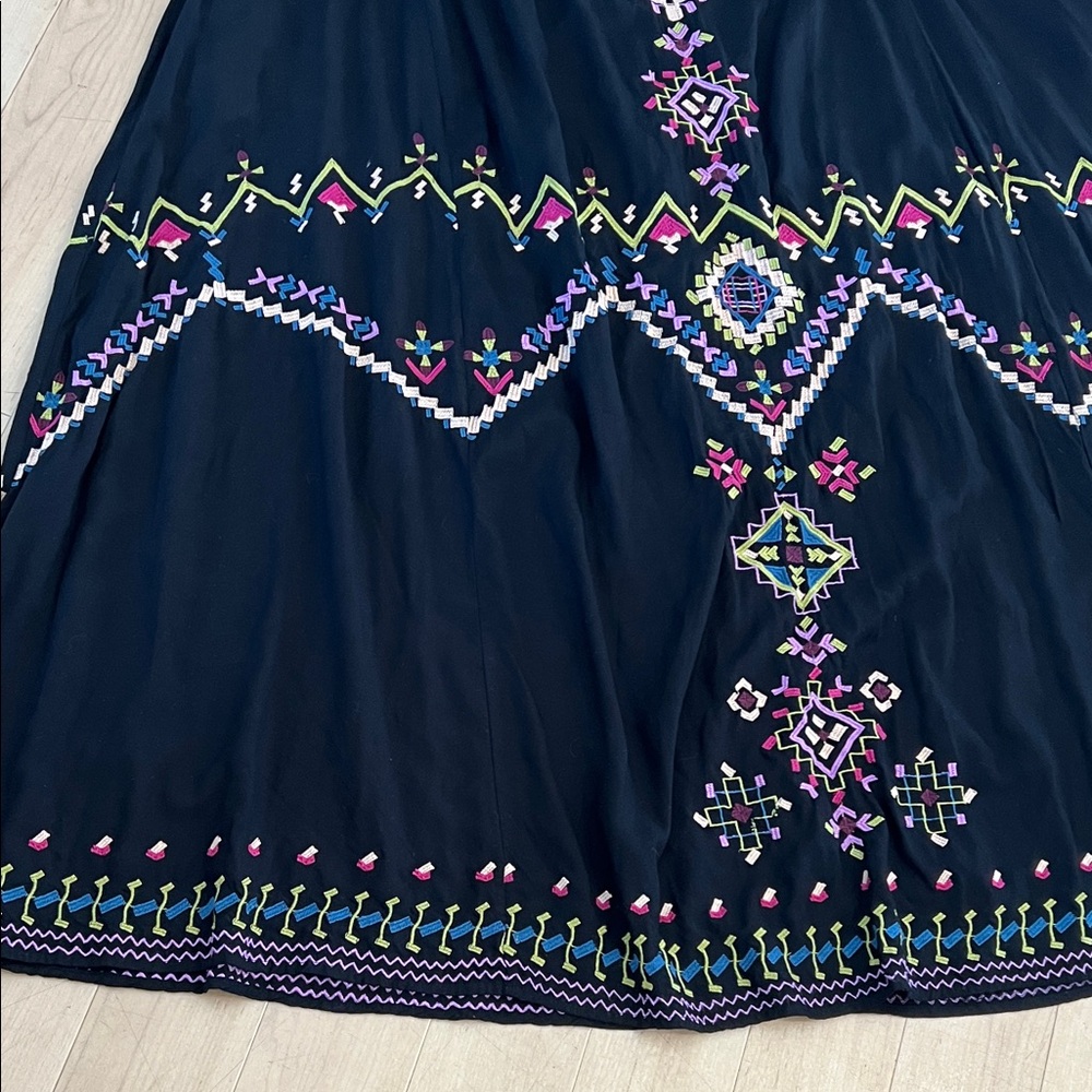 Anthropologie Black Maxi Dress with Colorful Embroidery - Picture 3 of 10